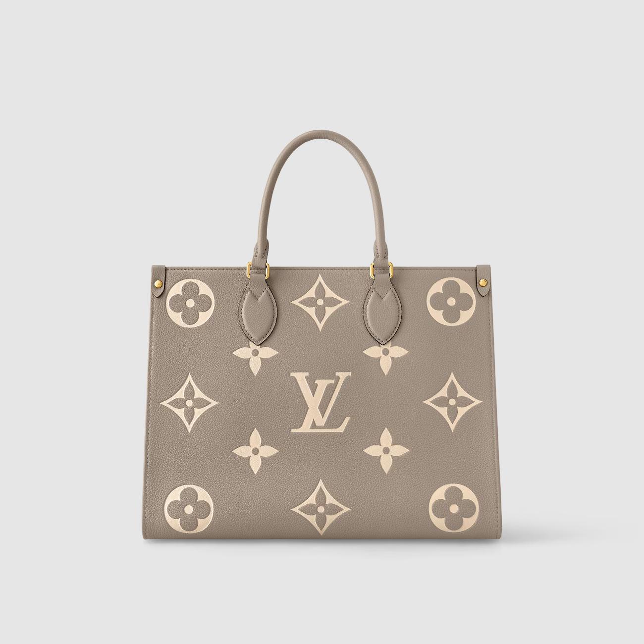 Túi Louis Vuitton OnTheGo MM Da Bicolor Xám Kem